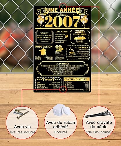 Putuo Decor Plaque Métallique Année 2007, Vintage Aluminium Décoration Murale, Rétrospective des Événements Marquants, Cadeau Nostalgique, 30,5x20,3 cm - Nail Gallerys