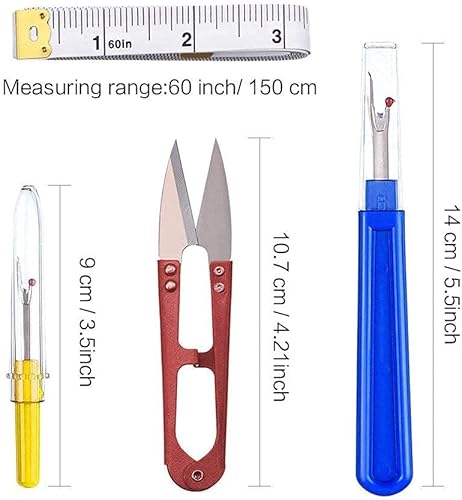 Lvcky - kit de Couture, 7 pièces - Découseur Coupe-Fil, Ciseaux, Ruban à mesurer et sac de rangement pour Couture (Couleurs aléatoires) - Nail Gallerys