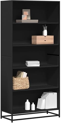 vidaXL Bibliothèque Noir 40x35x139 cm Bois d'ingénierie, bibliothèque, séparateur de pièce, séparateur, Armoire de Rangement, cloison de séparation - Nail Gallerys