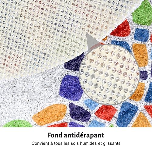 Tapis de Douche antidérapant 60 x 60 cm, Tapis de Bain de Sécurité Confort Doux avec Trous de Drainage, Tapis de Douche de Massage en PVC Luffa pour Zones Humides, Séchage Rapide, Impression Numérique - Nail Gallerys