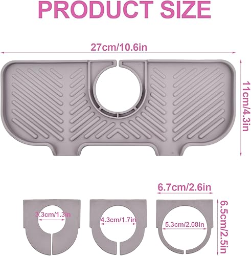 YILANJIN Attrape-Éclaboussures de Robinet, Tapis Robinet Silicone, Plateau Anti-Gouttes pour Poignée Robinet, Tampon Anti-éclaboussures avec 3 Mousquetons, Tapis d'Évier pour Cuisine, Salle de Bain - Nail Gallerys