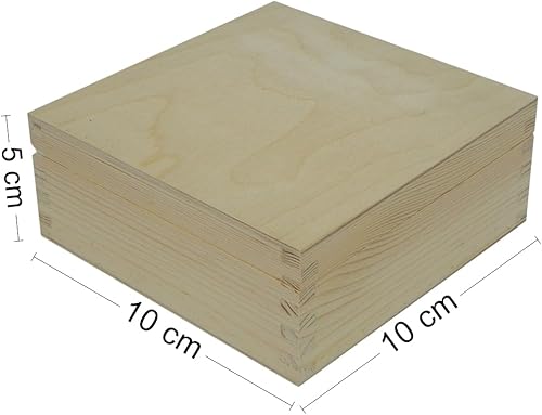 Wooden World - Petite boite en bois bois brut pour découpage pyrogravure et bricolage 10 x 10 x 5 cm - Nail Gallerys