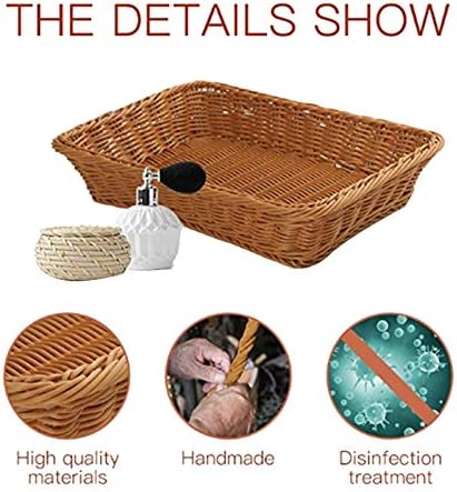Pmkvgdy Panier de rangement en osier, panier de présentation tissé pour supermarché, nourriture, fruits, légumes, restaurant, 35 x 25 x 7 cm, Marron - Nail Gallerys
