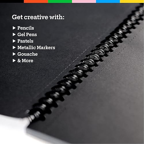 Art-n-Fly Carnet de croquis noir A5 5,5' x 8,5' : livre avec papier perforé noir sur une spirale - 100 feuilles carnet de croquis - Nail Gallerys