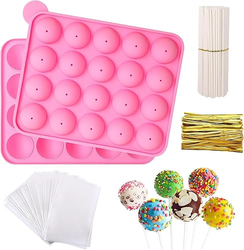 Générique Moule Pop Cake, Moules à cake pop en silicone sans BPA, Moules À Sucettes en Silicone, Pop Cake Kit avec 100 Baton Pop Cake, 100 Emballages De Bonbons Et 100 Attaches, pour Gâteaux - Nail Gallerys
