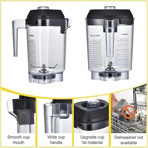 Récipient De Rechange De 48 Oz, Compatible Avec Vitamix, The Quiet One VM0145, Compatible Avec Barboss, Pièces De Rechange For Pot - Nail Gallerys