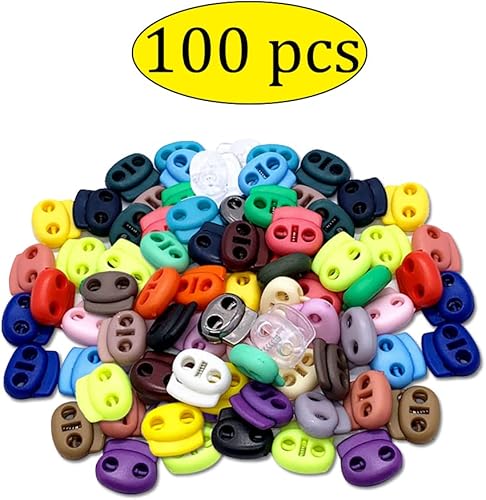 Dtoterul Verrous de Cordon en Plastique 100 Pièce Ressort Cordon Serrures Verrous à Ressort Serrures à Cordon à Ressort Multicolore Verrous de Cordon Double Trous pour Vêtements Sacs à Dos Lacets - Nail Gallerys
