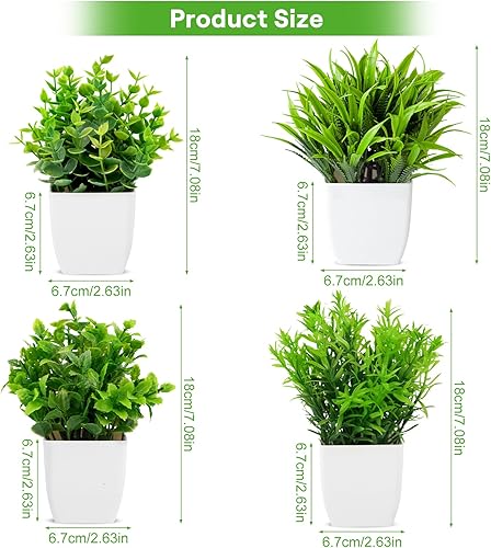 4 Pièces Mini Plantes Artificielles, Plastique Fausse Plante Interieur, Fausse Plante en Pot, Petite Plante Artificiellepour Table, Salle de Bain, Bureau et Balcon - Plantes Décoratives - Nail Gallerys