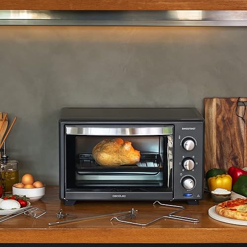Cecotec Mini-four à Air Chaud Bake&Toast 3000 4Pizza Black Gyro. 1600 W, 30 L de Capacité, Convection et multifonction, Rôtissoire, Porte avec double verre, Idéal pour Pizzas - Nail Gallerys