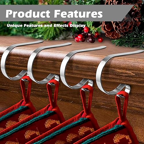 Rhitchy Lot de 6 supports de chaussettes de Noël : support de chaussettes de Noël en métal pour cheminée, support de chaussettes de Noël pour décorations de cheminée, décorations de Noël – Argent - Nail Gallerys