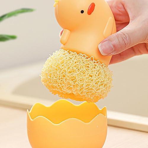 Brosse de nettoyage en forme de canard, brosse à vaisselle, brosse de lavage de cuisine multifonction avec base de rangement, boule en fibre pour nettoyage d'évier, casseroles, vaisselle, poêles - Nail Gallerys