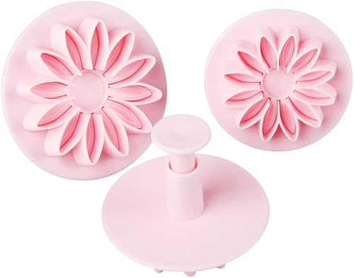 Zenker Lot de 3 emporte-pièces pour Fondant - en Plastique - Motif Fleur - 5,5/6/7 cm - Rose - Nail Gallerys