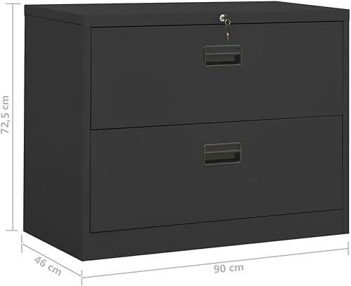 vidaXL Classeur Armoire à Dossiers Armoire de Classement Stockage de Fichiers Meuble de Classement Bureau Intérieur Anthracite 90x46x72,5 cm Acier - Nail Gallerys