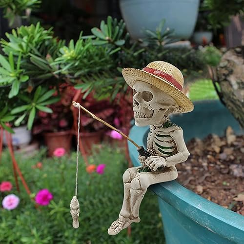 ACAREY Mini décoration de squelette d'Halloween pour jardin, étang de jardin, fontaine, piscine, figurines gothiques d'Halloween, résine (A) - Nail Gallerys