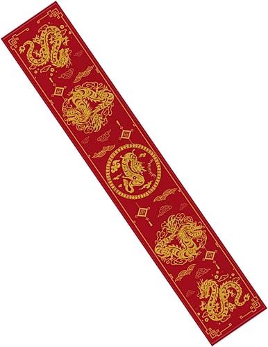 Lot de 5 chemins de table du Nouvel An chinois pour restaurant, décoration d'intérieur, dragon doré, 183 x 33 cm - Nail Gallerys