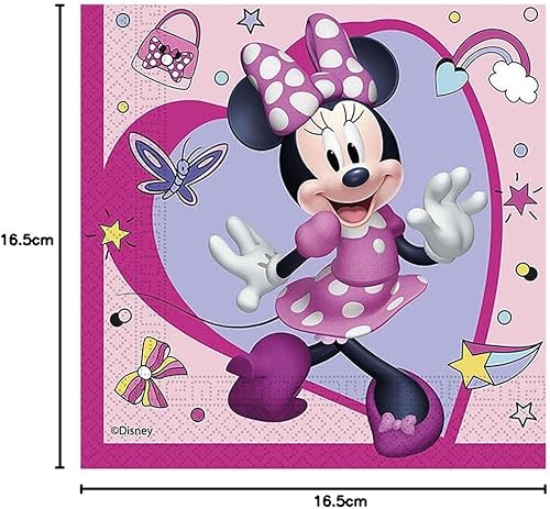 Procos- Folat Serviettes FSC Minnie Mouse 33x33cm-20 pièces, 93832P, Rose - Nail Gallerys