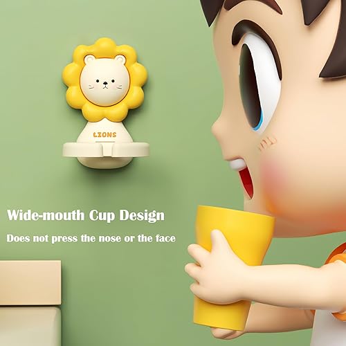 Gobelet Porte Brosse à Dents,Gobelet Brosse à Dent et Dentifrice pour Enfants et Bébés Étanche Auto-adhésif Mural Motif Animaux de Dessin Animé Gobelet Mural sans Perforation,Lion Jaune - Nail Gallerys