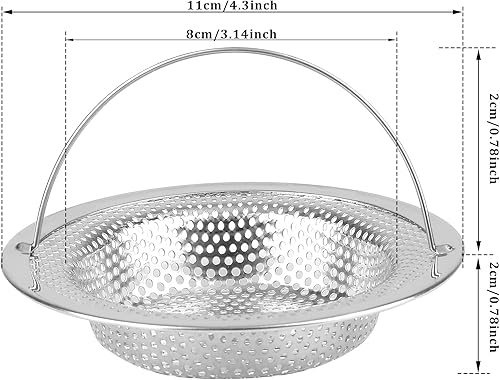 RAFIYU 2PCS Filtre à évier de Cuisine, Crépine de Vidange d’évier en Acier Inoxydable avec Poignée Relevable, Diamètre Extérieur 11 cm x Hauteur 2 cm - Anti-Obstruction, Résistant à la Rouille - Nail Gallerys