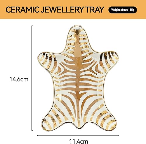 Smavles Plateau à Bijoux en Céramique, Plat à Bijoux Rectangulaire Doré pour Bagues, Colliers, Bracelets, Boucles d'oreilles et Montre - Nail Gallerys