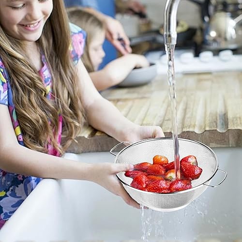 Crépines de cuisine en maille en acier inoxydable, passoire en acier inoxydable - Passoire de cuisine avec poignée pour le lavage des fruits | Corbeille à passoire pour évier résistant à la chaleur - Nail Gallerys