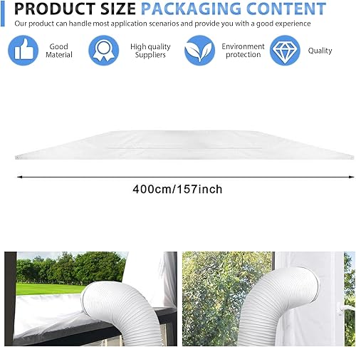 Meyagot Joint De Fenêtre Climatisation, 400cm Kit Fenêtre Climatiseur Mobile, Joint De Fenêtre Pour Climatisation Mobile Et Sèche-Linge Avec 4 Fermeture À Glissière Climatiseur Fenêtre Joint - Nail Gallerys