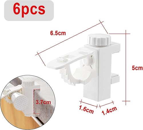 Bamyli 6 Pièces Support de Tige de Barre Transversale Réglable, Support De Pince Porte-Rideaux Support Tringle Rideaux sans Percage avec pour de Rideau Ou Armoire (Blanc) - Nail Gallerys