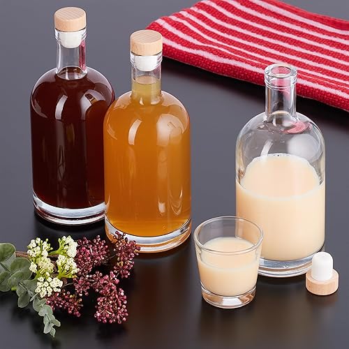 Relaxdays Set Huile et vinaigre, Bouteille en Lot de 12, Volume de Chaque : 500 ML, Bouchon Aspect Bois, Transparent - Nail Gallerys