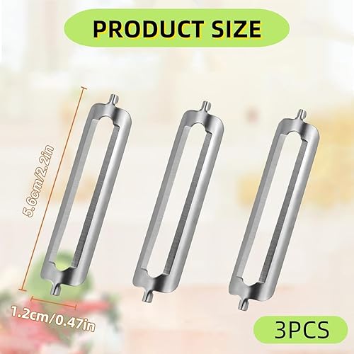 Lame pour Éplucheur de Légumes, 56 mm Éplucheur Lame en Acier Inoxydable, Peeler Eplucher Lames de Rechange Bouche Plate Lames de Rechange pour Éplucheur Professionnel Éplucheur Turbo, Argent, 3 Pcs - Nail Gallerys