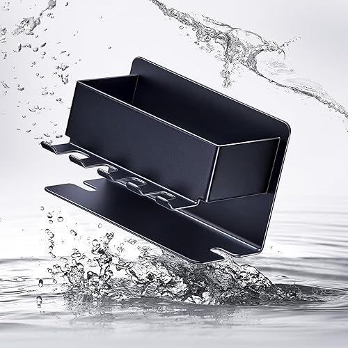 WAYASI Support mural pour brosse à dents - Sans perçage - Noir mat - Support de brosse à dents électrique - Support de tête de brosse à dents de salle de bain - En acier inoxydable SUS304 - Nail Gallerys