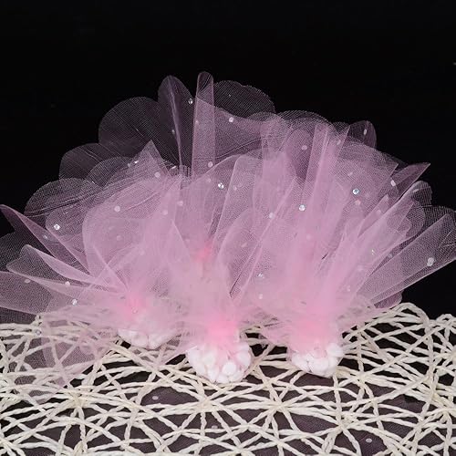 100pcs Voile de Tulle Rond Organza avec Paillette Cristal 24cm pour Dragées Sachet de Bonbons Blanc Bleu Rose pour Mariage Baptême Fête Anniversaire (Rose) - Nail Gallerys