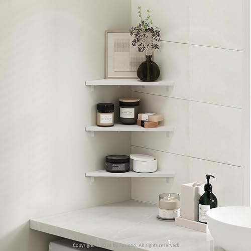 Furinno Rossi Étagères flottantes d'angle Triangulaire, étagère d'affichage Murale, Pin Ambré, Lot de 3 - Nail Gallerys