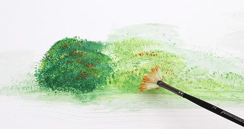 Paintersisters® Set de 4 pinceaux en éventail avec Poils de Sanglier foncés, Set de pinceaux pour Peinture Acrylique et à l'huile, Peinture de Paysage, pinceaux d'artiste pour Peindre - Nail Gallerys