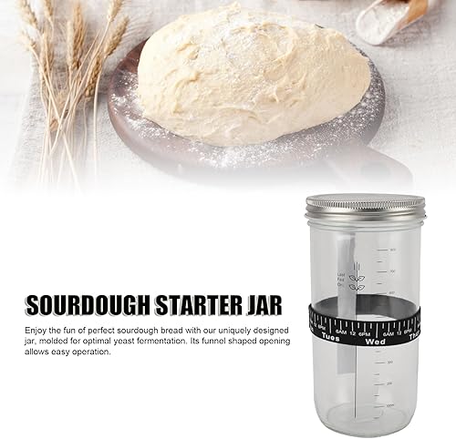 Pot à Levain Compagnon de Cuisson ,Boîte de Fermentation,oin du Levain,Sot de Démarrage au Levain avec élastique marqué les Jours de la Semaine,Levain Attrayant et Efficace - Nail Gallerys
