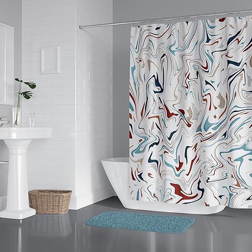 B&T MAISON Rideau de Douche Tissu Lavable Touche esthétique Ensemble Rideau de Douche 180x200 avec Crochets Inclus - Rideau de Baignoire Anti moisissure (Palmier bohème) - Nail Gallerys