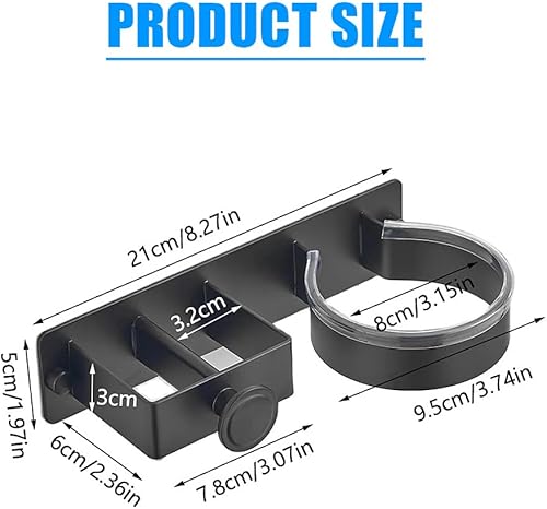 SKIKHN Support Seche Cheveux, Porte Seche Cheveux et Lisseur, Porte Seche Cheveux sans Percage, Porte Seche Cheveux Mural a Adhésif/Vis, Support Seche Cheveux sans Percage pour Salle de Bain, Hôtel - Nail Gallerys