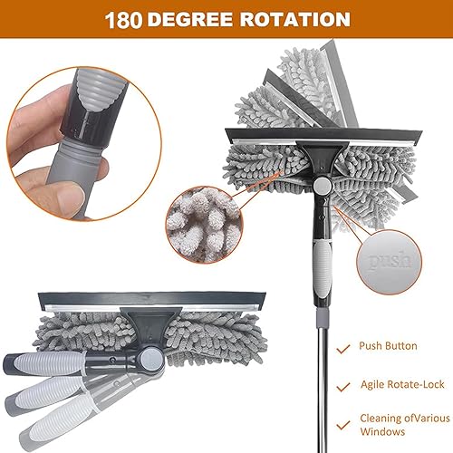 Kit De Plumeau Haute Portée De 6 M | Kit De Nettoyage De Vitres 2 En 1 Avec Rallonge De 1.5 À 4.9 M, Plumeau Pour Plafond,ête En Microfibre Pour Plafond, Étagères Abat-Jour,vitres Et Toiles D'araignée - Nail Gallerys