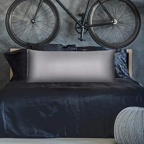 sourcing map Housse de traversin en satin soyeux avec fermeture éclair, longue taie d'oreiller pour cheveux et peau, 53,3 x 152,4 cm, gris - Nail Gallerys