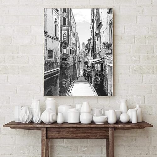 weiling Photos d'architecture noir et blanc rétro classique italien rue paysage peinture affiche toile impression décoration 30x40cmx1 pièce sans cadre - Nail Gallerys