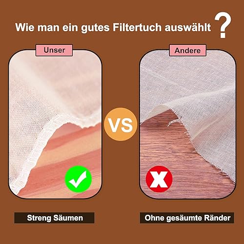 6 pièces Toile à fromage, 50 x 50 cm Toile Filtrante de cuisine 100% coton, Etamine Alimentairepour la cuisson du fromage, des laits de noix, des smoothies, du tofu, réutilisable - Nail Gallerys