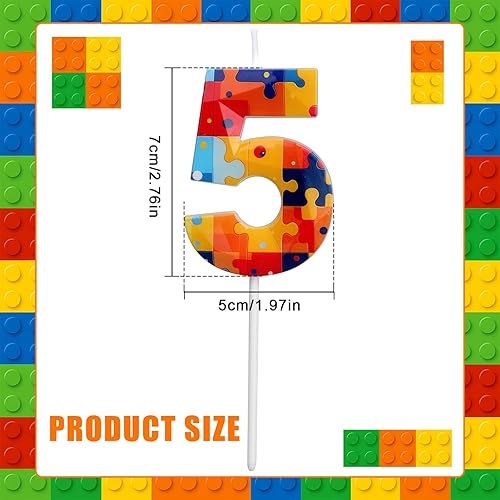 Bloc Construction Puzzle Bougies Gâteau d'Anniversaire à Chiffres, Multicolore Puzzle Blocs Topper pour Gâteau Bougies d'Anniversaire Chiffres pour Enfants Garçons Fournitures Fête (Numéro 7) - Nail Gallerys