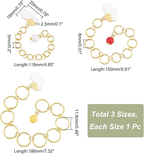 nbeads 3 pcs 3 tailles Charme à Tricoter Rang Compteur Chaînes, Chaînes de Compteur de Rangée avec Perle Acrylique et Pendentif en Alliage D'Émail pour le Suivi de L'Avancement de Crochet à Tricoter - Nail Gallerys