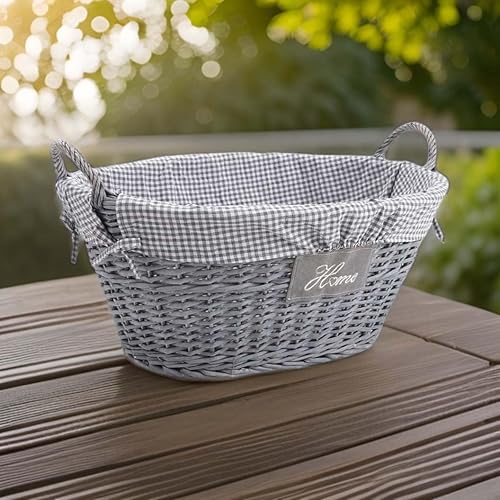 Corbeille à linge Home en osier et coton - Nail Gallerys