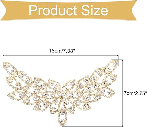 QUARKZMAN Applique en Strass de Cristal, Ornementation de Robe de Mariage pour Femmes, Accessoires de Bricolage, à Coudre, Bijoux en Strass pour Ceinture de Robe de Mariage, Blanc, Or - Nail Gallerys