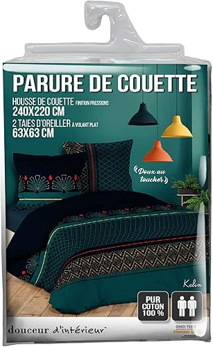 Douceur d'Intérieur, Parure 3 Pièces (240 x 220 cm) Kelim, 100% Coton - Nail Gallerys