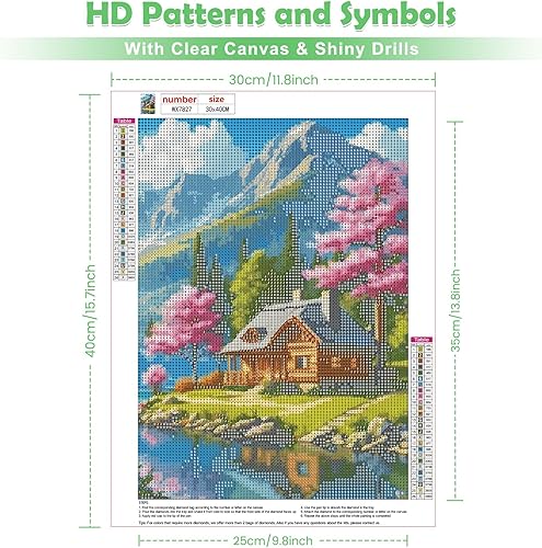 QENSPE 5D Paysage Diamond Painting pour Adulte, DIY Kit Peinture Diamant Maison, Montagne Diamond Painting Broderie Kit Complet, Diamond Art Point de Croix Decoration Chambre Murale 30x40cm - Nail Gallerys