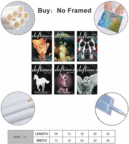 BBLKDZTX Deftones Lot de 6 affiches et impressions sur toile pour couverture d'album, affiches et impressions sur toile pour chambre à coucher, 20 x 30 cm, style 5 - Nail Gallerys