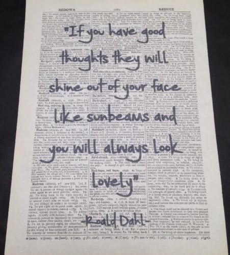 Citation de Roald Dahl Impression page de dictionnaire vintage Décoration murale Tableau les deux Gredins insolite Bonne Pensées - Nail Gallerys