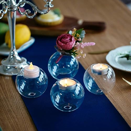 Nuptio 12 Pièces Bougeoirs Chauffe-Plat Porte-Bougie Verre Table À Bulles Bougeoir Votif Clair Centres Table pour Noël Décorations Fête Mariage d'halloween pour la Réception - Nail Gallerys
