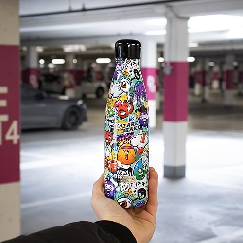 Bouteille thermique en acier à double paroi I-Drink 350/500/750/1000 ml, Décorée (500 ML, Graffiti) - Nail Gallerys