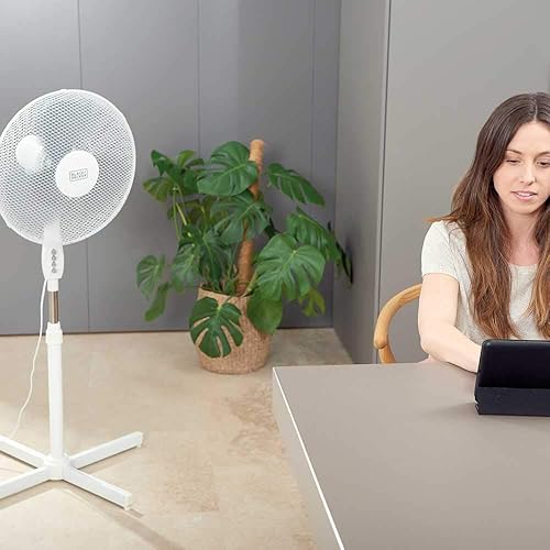 BLACK+DECKER BXEFP40E - Ventilateur sur pied 40W, 3 hélices, 40 cm de diamètre, base croisée/pieds antidérapants, système d’oscillation, inclinaison/hauteur réglable - Nail Gallerys
